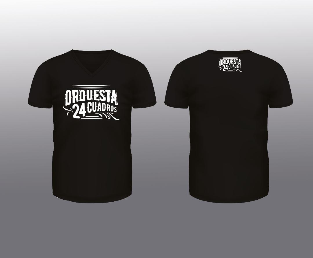 T Shirt Hombre Logo Cuello V Orquesta 24 Cuadros
